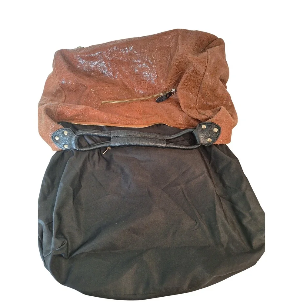 Lola Bernard Modena Rust Croc Embossed Leather Purse Shoulder Bag Handbag‎